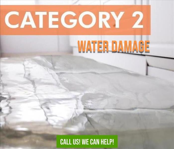 Water damage floor with category 2 graphic