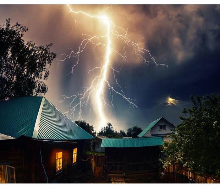 Lightning strike over a home